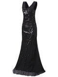 Vijiv 1920s Long Maxi Prom Gowns Sequin Mermaid Bridesmaid Formal Evening Dress
