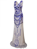 Vijiv 1920s Long Maxi Prom Gowns Sequin Mermaid Bridesmaid Formal Evening Dress
