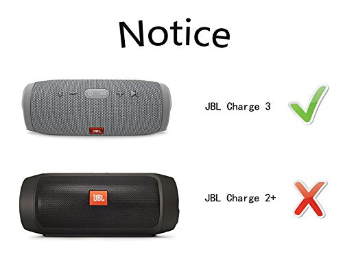 LTGEM Case for JBL Charge 3 Waterproof Portable Wireless Bluetooth Speaker. Fits USB Cable and Charger.
