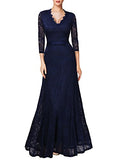 Miusol Women's Floral Lace 2/3 Sleeves Long Bridesmaid Maxi Dress