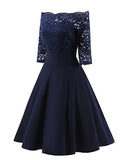 EvoLand Women's Lace Cocktail Evening Party Dress