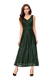 Noctflos Women Double V-neck Elegant Long Cocktail Wedding Party Evening Dress