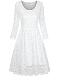HNNATTA Juniors' Floral Lace 3/4 Sleeve A Line Round Neck Pleated Swing Cocktail Party Dress