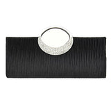 Fashion Road Womens Luxury Evening Wedding Party Purse Clutch Rhinestone Satin Pleated Handbag