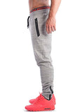 Ouber Men's Fitted Jogger Pants Gym Workout Running Sweatpants With Zipper Bottom