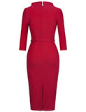 MUXXN Women's 1950s Vintage 3/4 Sleeve Elegant Collar Cocktail Evening Dress
