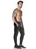 Ouber Men's Fitted Jogger Pants Gym Workout Running Sweatpants With Zipper Bottom