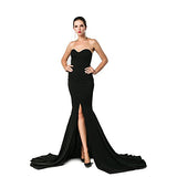 Missord Strapless Asymmetric Slit Front wedding evening party Maxi Dress
