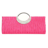 Fashion Road Womens Luxury Evening Wedding Party Purse Clutch Rhinestone Satin Pleated Handbag