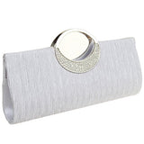 Fashion Road Womens Luxury Evening Wedding Party Purse Clutch Rhinestone Satin Pleated Handbag