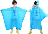 Solid Color Hooded Raincoat Poncho for Boys and Girls in outdoors