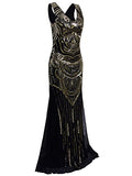 Vijiv 1920s Long Maxi Prom Gowns Sequin Mermaid Bridesmaid Formal Evening Dress