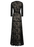 Miusol Women's Floral Lace 2/3 Sleeves Long Bridesmaid Maxi Dress