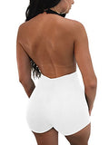 TOB Women's Summer Sexy Backless Lace Up Halter Bodycon Jumpsuit Club Romper