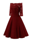 EvoLand Women's Lace Cocktail Evening Party Dress