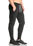 Ouber Men's Fitted Jogger Pants Gym Workout Running Sweatpants With Zipper Bottom