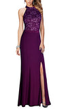 REPHYLLIS Women's Halter Floral Lace Vintage Wedding Maxi Long Dress