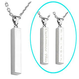 JOVIVI Free Engraving - Personalized Custom Engraved Name Words Men Stainless Steel Bar Pendant Necklace w/Gift Box