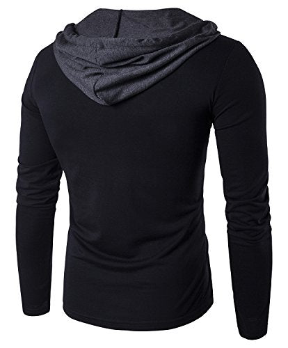 Guoji Men's Casual Slim Fit Long Sleeve T-Shirt With Hooded/Hoodies Tops