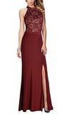 REPHYLLIS Women's Halter Floral Lace Vintage Wedding Maxi Long Dress