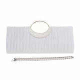 Fashion Road Womens Luxury Evening Wedding Party Purse Clutch Rhinestone Satin Pleated Handbag