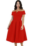 Lalagen Women's Vintage 1950s Party Cocktail Wedding Swing Midi Dress