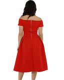 Lalagen Women's Vintage 1950s Party Cocktail Wedding Swing Midi Dress