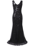 Vijiv 1920s Long Maxi Prom Gowns Sequin Mermaid Bridesmaid Formal Evening Dress