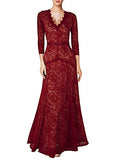 Miusol Women's Floral Lace 2/3 Sleeves Long Bridesmaid Maxi Dress