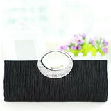 Fashion Road Womens Luxury Evening Wedding Party Purse Clutch Rhinestone Satin Pleated Handbag