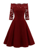 EvoLand Women's Lace Cocktail Evening Party Dress