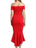 MISFONDLE Women's Sexy Bodycon Off Shoulder Mermaid Fishtail Cocktail Evening Party Dress
