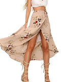 Yonala Womens Boho Floral Tie Up Waist Summer Beach Wrap Cover Up Maxi Skirt