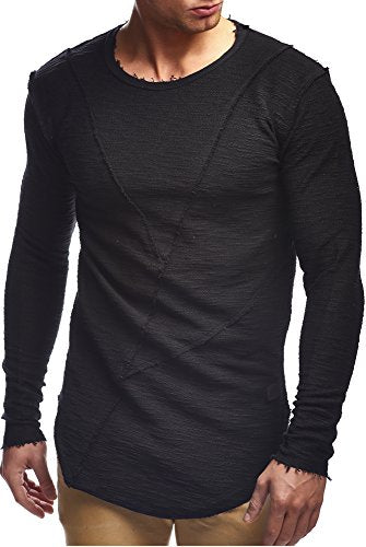 Leif Nelson Camiseta para Hombre con Cuello Redondo LN-8281 Antracita Small  : : Moda