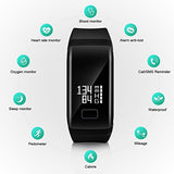 Fitness Tracker Band Smart Bracelet with Oxygen Blood Pressure/Heart Rate/Sleep Monitor Bluetooth Waterproof Sports Activity Tracker with OLED Touch Screen for Android and iOS