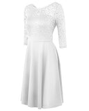 Mixfeer Women's Vintage Floral Lace Cocktail Swing Dress With 3/4 Sleeve