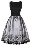 KILLREAL Women's Vintage Sleeveless Floral Organza Cocktail Homecoming Dress