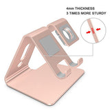 [Updated Solid Version] OMOTON 2 in 1 Universal Desktop Cell Phone Stand and Apple Watch Stand, Advanced 4mm Thickness Aluminum Stand Holder for iPhone and Apple Watch (Both 38mm & 42mm)