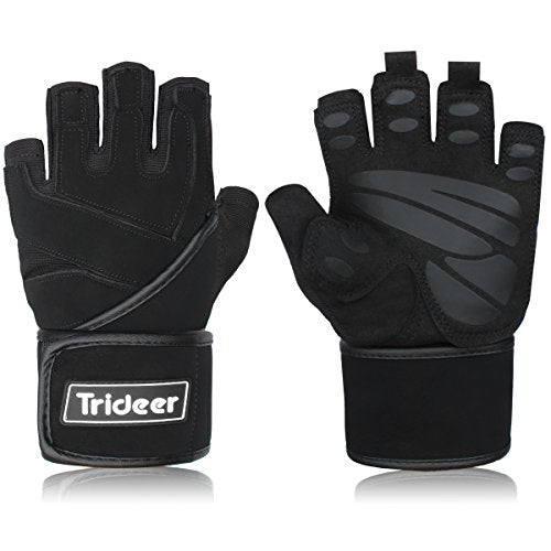 Trideer Padded Weight Lifting Gloves with 18” Wrist Wraps Support, Pro Gym Gloves for Powerlifting, Cross Training, Workout, Best for Men & Women (PAIR)