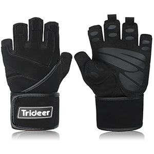 Trideer Padded Weight Lifting Gloves with 18” Wrist Wraps Support, Pro Gym Gloves for Powerlifting, Cross Training, Workout, Best for Men & Women (PAIR)