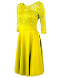 Mixfeer Women's Vintage Floral Lace Cocktail Swing Dress With 3/4 Sleeve