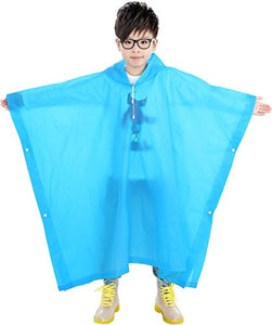 Solid Color Hooded Raincoat Poncho for Boys and Girls in outdoors