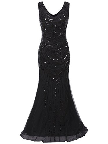 Vijiv 1920s Long Maxi Prom Gowns Sequin Mermaid Bridesmaid Formal Evening Dress