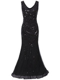 Vijiv 1920s Long Maxi Prom Gowns Sequin Mermaid Bridesmaid Formal Evening Dress