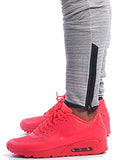 Ouber Men's Fitted Jogger Pants Gym Workout Running Sweatpants With Zipper Bottom