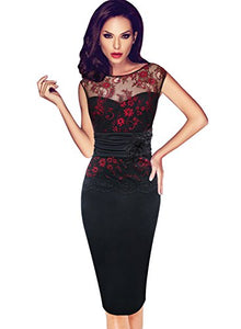 VfEmage Women Sexy Embroidered Floral Lace Party Cocktail Evening Dress