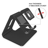 [Updated Solid Version] OMOTON 2 in 1 Universal Desktop Cell Phone Stand and Apple Watch Stand, Advanced 4mm Thickness Aluminum Stand Holder for iPhone and Apple Watch (Both 38mm & 42mm)