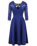 Mixfeer Women's Vintage Floral Lace Cocktail Swing Dress With 3/4 Sleeve