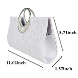 Fashion Road Womens Luxury Evening Wedding Party Purse Clutch Rhinestone Satin Pleated Handbag