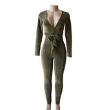 Longwu Women's Sexy Sparkly V Neck Long Sleeve Party Clubwear Bandage Romper Jumpsuit